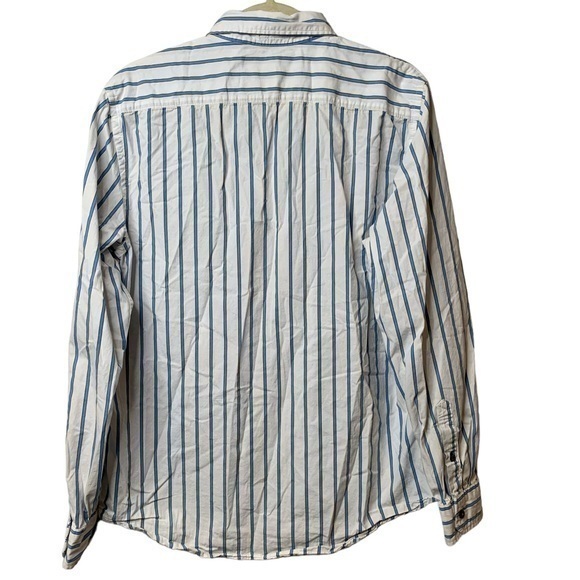 American Eagle Vintage Fit‎ Men Blue White Striped Button Down Shirt Size Large - Picture 3 of 7